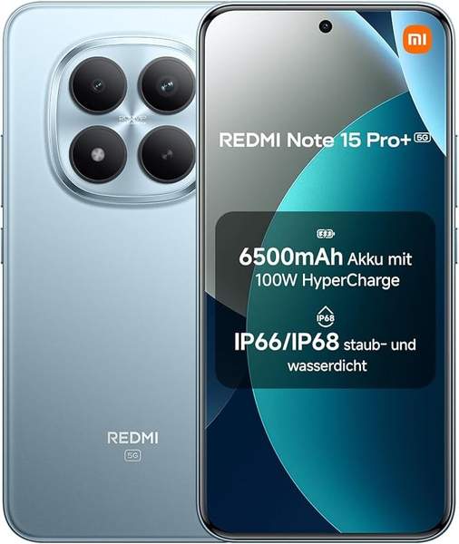 XIAOMI Redmi Note 15 Pro+ 5G Smartphone, S...letscherblau, 2 Jahre Garantie