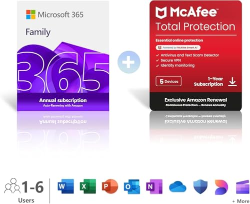 Microsoft 365 Family 1 Jahr + McAfee Total Protection für 16 (stapelbar)