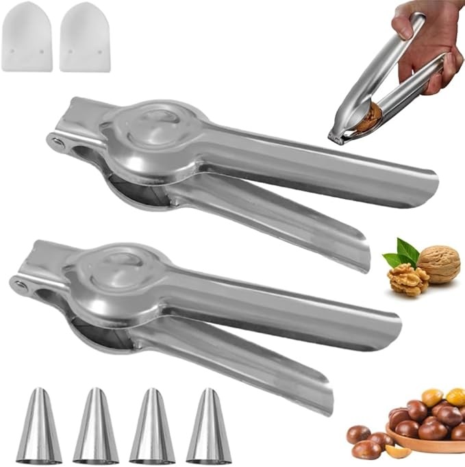 Edelstahl Maroni Schneider Set 8 Stück mit Fingerschutz Nussknacker für Küche