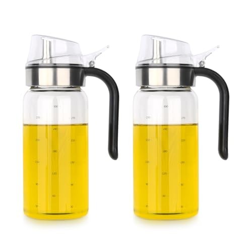 Ölspender Essigflasche 300ml 2er Pack Glas mit Skala für BBQ und Kochen