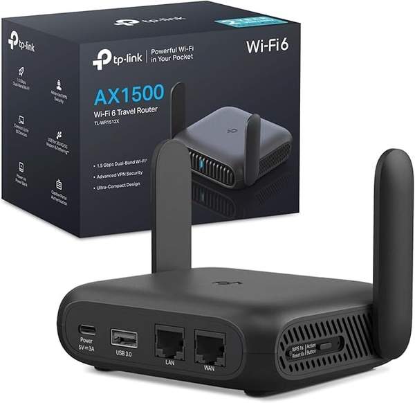 TP-Link TL-WR1512X Wi-Fi 6 Reise Router AX1500, Dual-Band, 2Gigabit-Port, OpenVPN