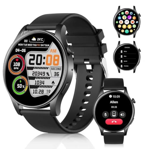 Tulbeys 1,43" Smartwatch für Männer Frauen, Bluetooth-Anruf, Herzfrequenzmonitor, IP67, Android/iOS
