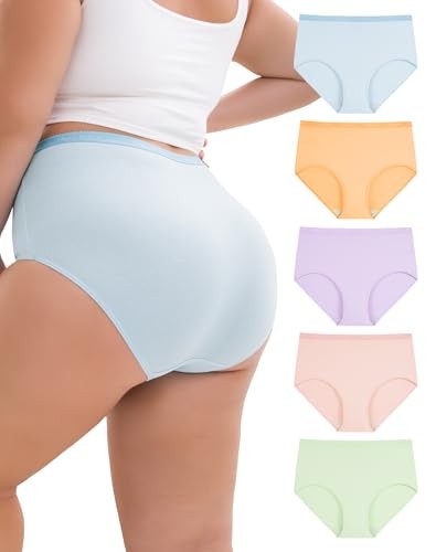 Baumwoll Unterhosen Damen Große Größen High Waist Slip 5er Pack
