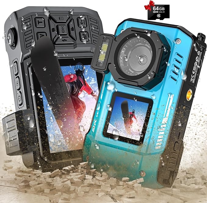 Yixinxin 8K Unterwasserkamera 70MP, WiFi, 64GB, Dual-Screen, 16X Zoom