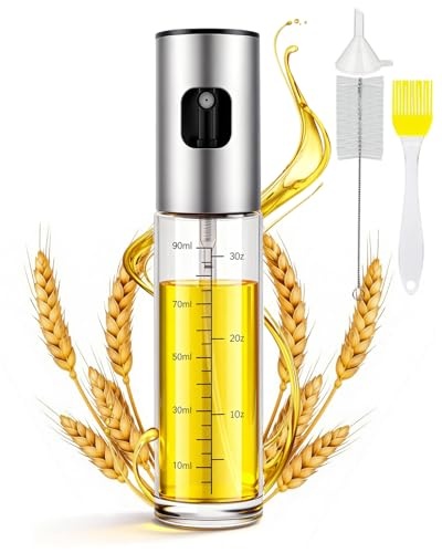 Produktbild: Ölsprüher für Speiseöl 100ml - Glas Zerstäuber mit Skala & Trichter, BPA-frei