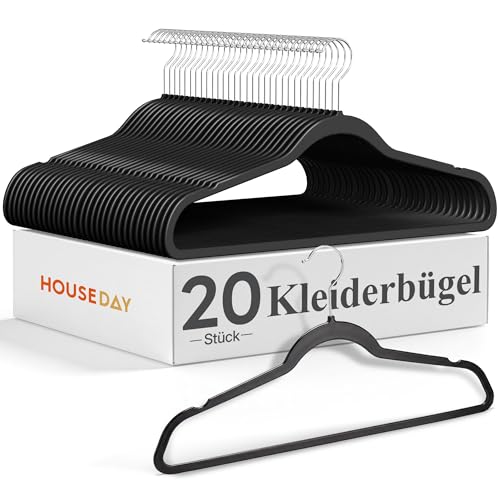 HOUSE DAY Schwarz Kleiderbügel 20er Pack, 0,5cm Ultradünn, 360 drehbar