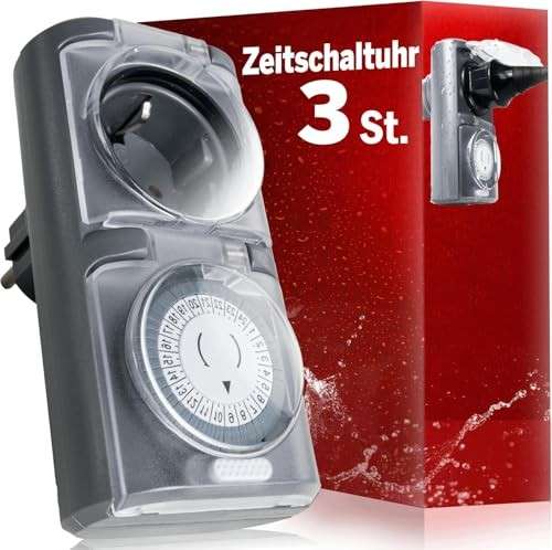 3er Set 4smile Mechanische Zeitschaltuhr Außen IP44 Wasserdicht für Lichter und Pumpen