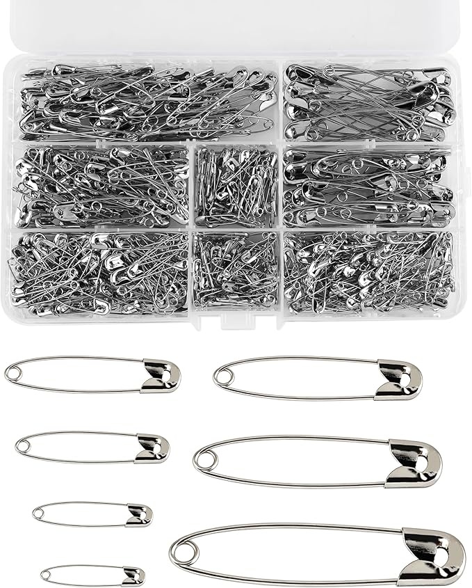 490 Stück Sicherheitsnadeln groß und klein  7 Größen für Nähen, Basteln, DIY