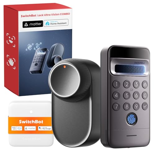 SwitchBot WiFi Smart Lock Ultra mit Keypad | 3D-Gesichts- & Venen-Erkennung, Matter, Alexa, Google