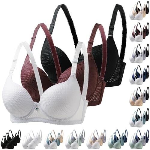 xcxc 3er pack damen bh mit bügel, atmungsaktiver push up bralette, verstellbare träger