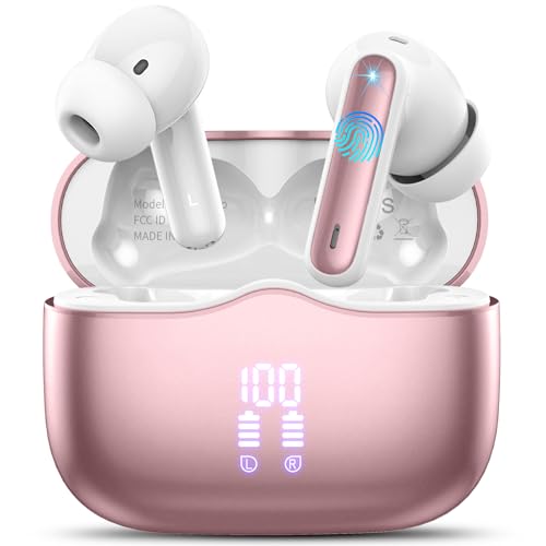 bluetooth kopfhörer in ear kabellos 5.4 mit noise cancelling 40std akku wasserdicht rose gold