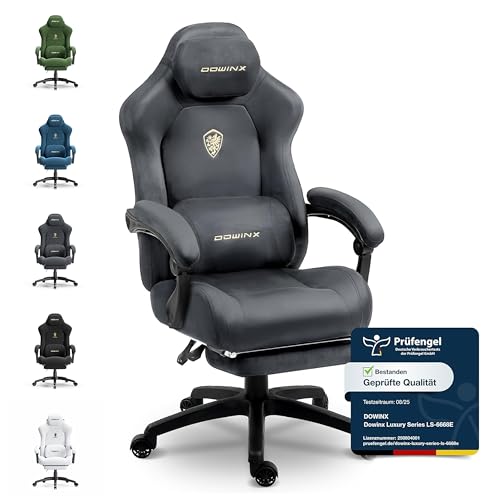 dowinx gaming stuhl ergonomisch mit massage-lendenkissen, verstellbar, hellgrau