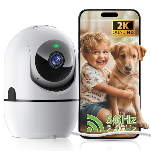 Sicherheitskamera Innenbereich 5G/2,4G WiFi 360 Schwenken Baby Haustier Nachtsicht