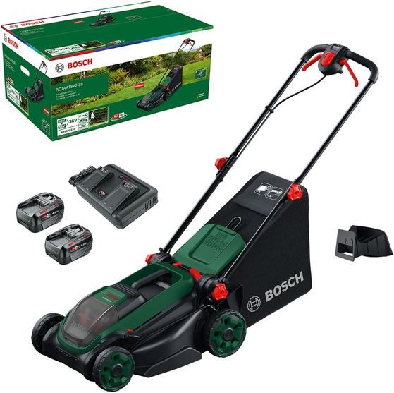 Bosch Rasenmäher ROTAK18V2-38, Akku und Ladegerät, 36 cm Schnittbreite