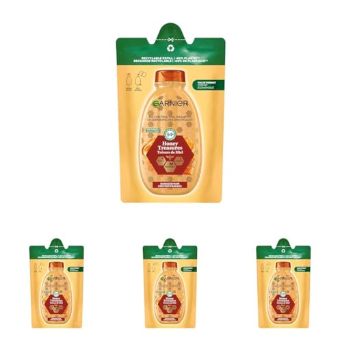Garnier Wahre Schätze Shampoo Nachfüllpack Honig, 4er Pack
