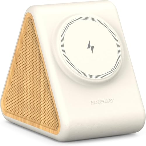 White Noise Machine mit Timer, 31 Klänge, Wireless Charger für iPhone  Weiß-Eiche