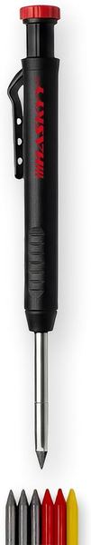 HASKYY Tieflochmarker Zimmermannsbleistift Set mit 7 Minen und Spitzer