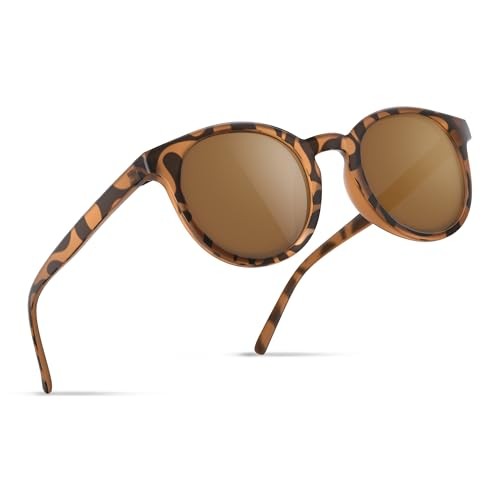 Damen Sonnenbrille polarisiert UV400 Retro Klassisch Leopard Braun