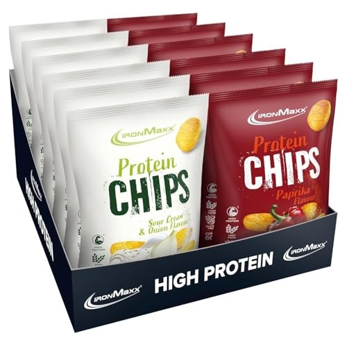 IronMaxx High Protein Chips Mix Paprika & Sour Cream Onion 12 x 60 g Low Carb glutenfrei