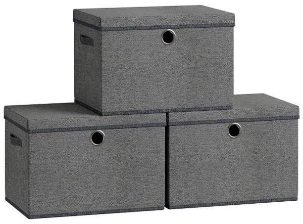 SONGMICS Aufbewahrungsboxen 3er Set mit Deckel und Griffen, 24,59