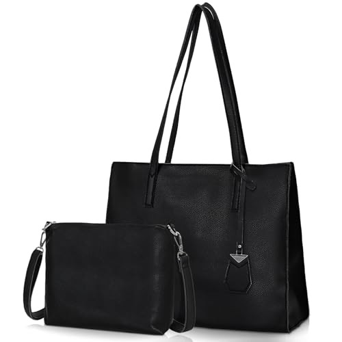 TANTOMI Damen-Handtasche Set  Lederhandtasche mit Umhängetasche, Mittelgroß
