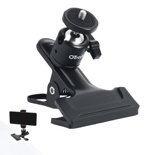 OTraki Klemme 360 mit Kugelkopf, 1/4'' Stativ Klemme für Kamera & Smartphone