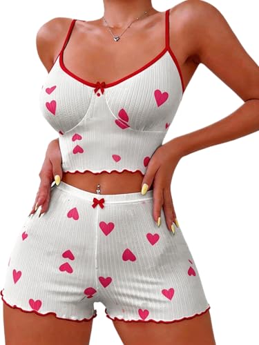Damen Pyjama Set Ärmellos Crop Top und Shorts Sommer Loungewear