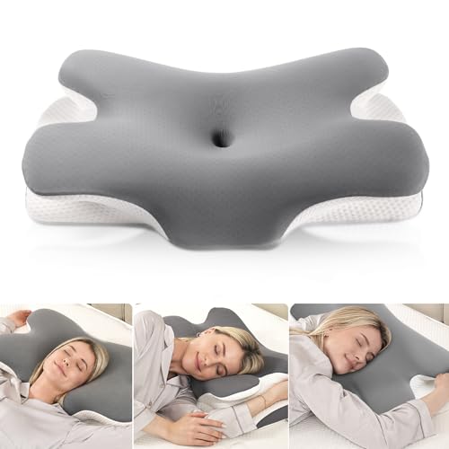 MULISOFT Memory Foam Nackenkissen, Ergonomisch, 2 Höhen, für Seitenschläfer - Grau