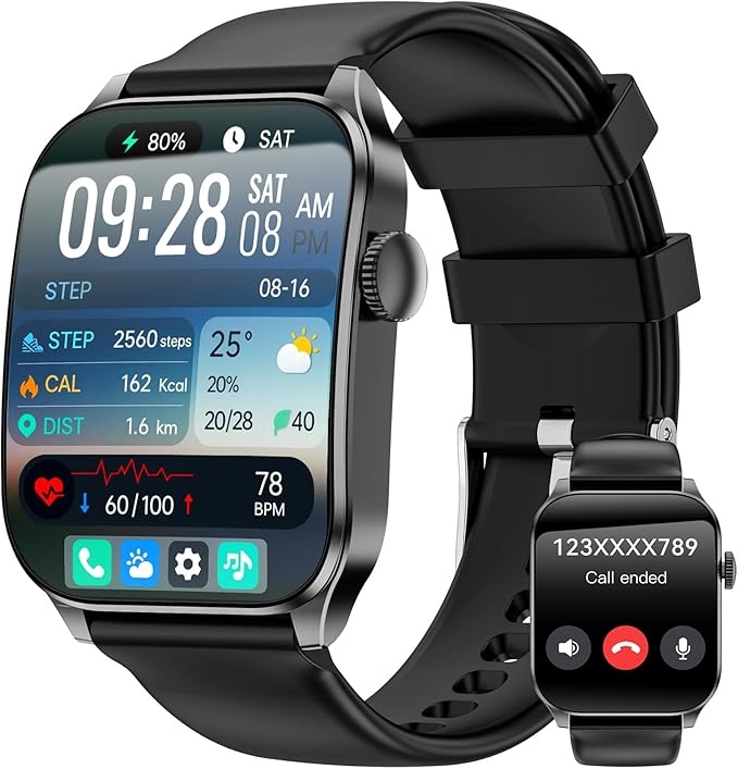 Smartwatch 1,91" HD Kurvdisplay, Bluetooth Anrufe, Herzfrequenz, IP67, Sportmodi