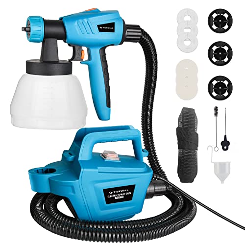Tilswall 800W Farbsprühsystem, Elektro Lackierpistole mit 1300ml Behälter, 3 Düsen