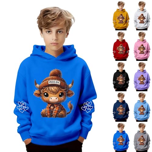 kuh hoodie kinder jungen 3d grafik kapuzenpullover schwarz unisex langarm 2 jahre