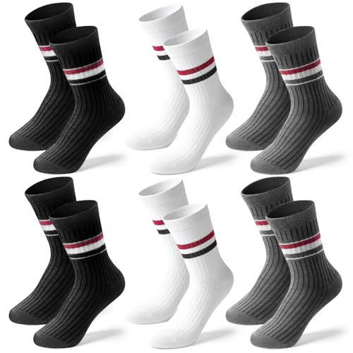 Tennissocken Damen 35-38 Baumwolle Atmungsaktiv Sport Freizeit 6 Paar Streifen