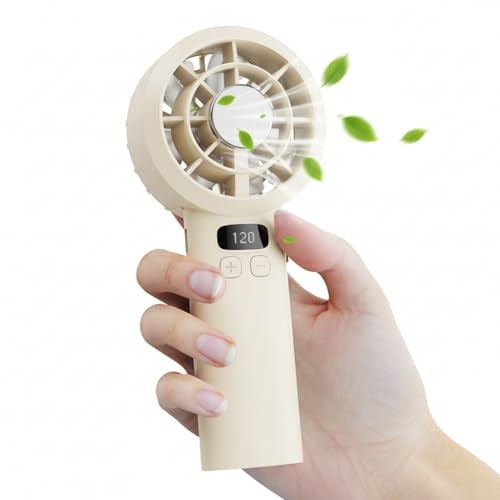 AICPAN Mini Handventilator 3000mAh Akku, 1-120 Stufen, LED-Display, Gelb