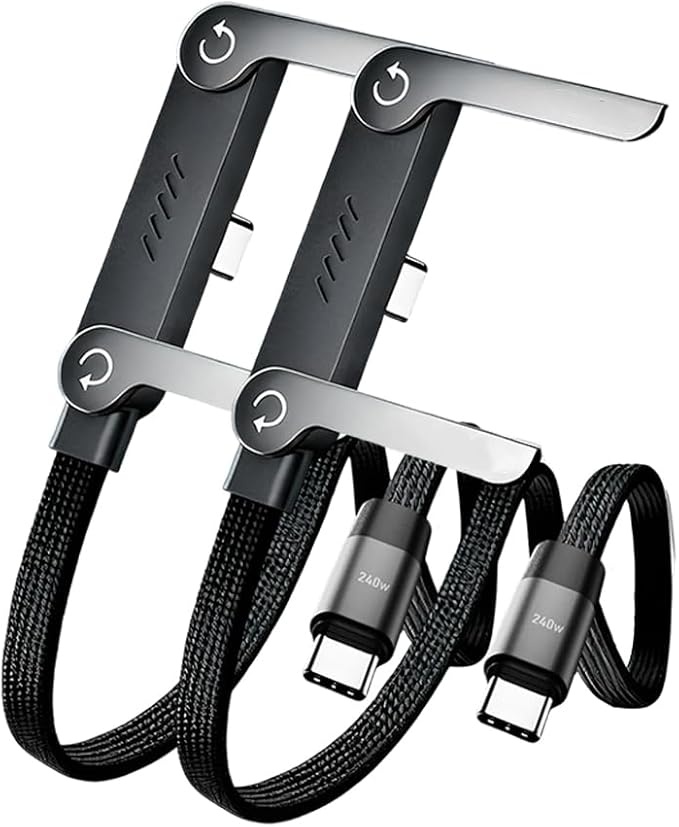 240W 2in1 USB-C Ladekabel 1,5m mit Halterung für Handy und Tablets (2 Stück)