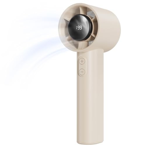 Handventilator LUXVANO - Tragbarer Mini Ventilator, 1-199 Stufen, 13 Std Laufzeit, Beige