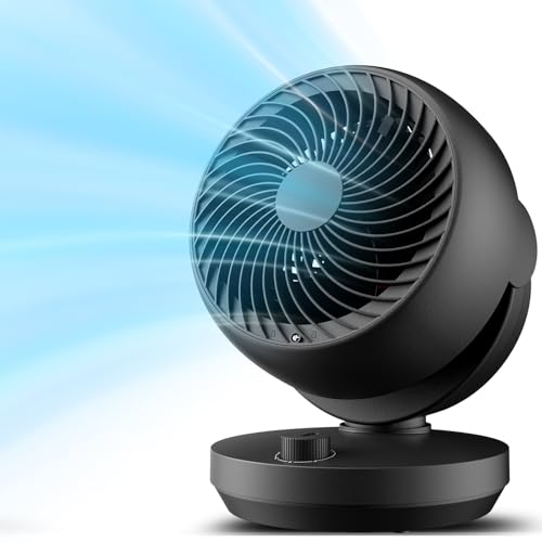 Leiser Tischventilator 22dB, 3D Turbo Air Circulator, neigbar, 21m, Schwarz