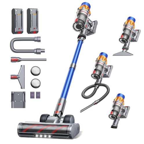 Fieety Akku Staubsauger 600W, 130Min Laufzeit, 50Kpa, für Hartböden & Teppiche