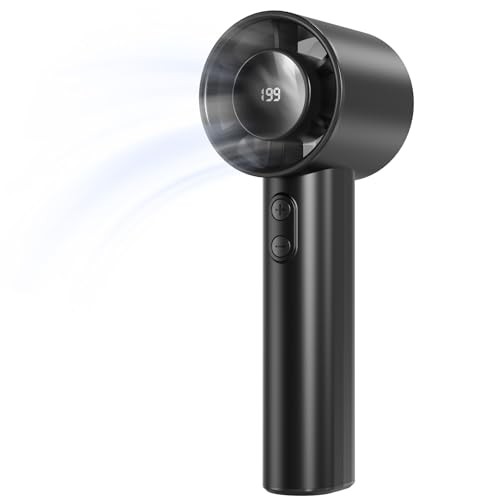Luxvano Handventilator, tragbar, 1199 Stufen, LED-Display, USB-Akku, Schwarz
