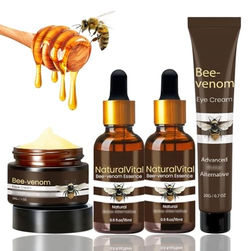 Bienengift Gesichtspflege Set - 4 Stück Anti Aging Creme, Serum, Augencreme