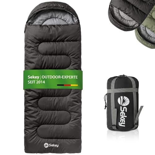 Sekey Schlafsack 220 x 80 cm, 3-Jahreszeiten, 2-in-1 Decke, 10 C bis 20 C