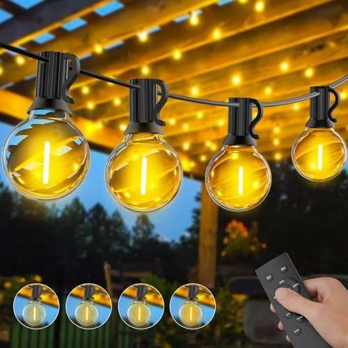 LED Lichterkette Außen 30M, Dimmbar mit 52 G40 Glühbirnen, Wasserdicht für Garten
