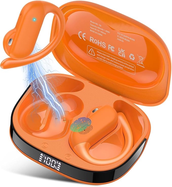 DUSONLAP Bluetooth 5.4 Open Ear Kopfhörer, HiFi Stereo, IP7 Wasserfest, Orange