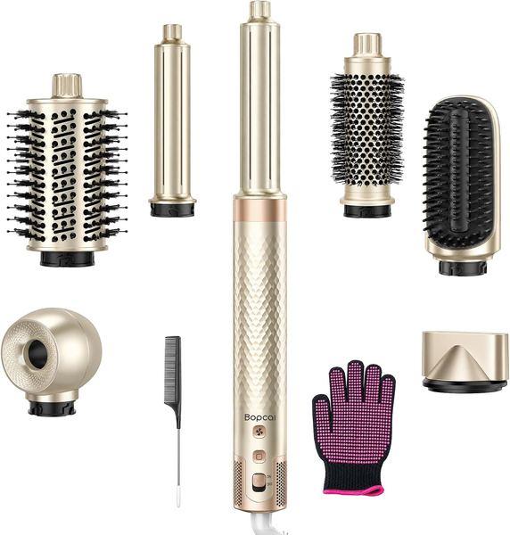Bopcal 7-in-1 Airstyler, 170.000 U/min Ionenföhn mit Lockenstab