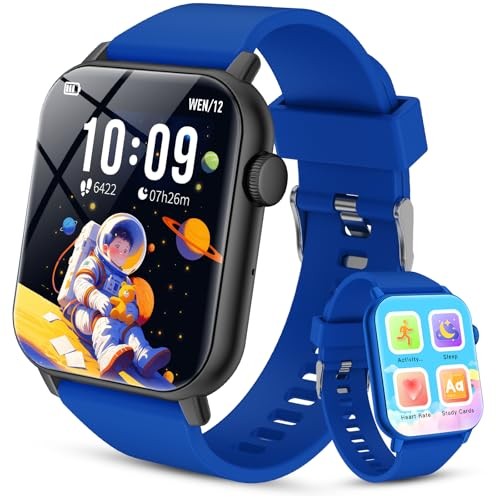 taopodo 1,8" Kinder Smartwatch, IP68, Schrittzähler, Herzfrequenz, Schlafmonitor, Blau