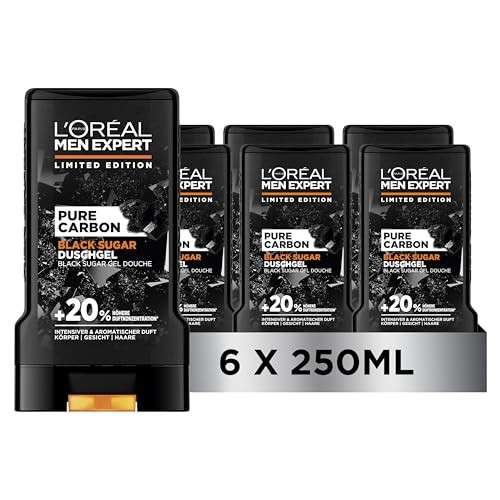 L'Oral Men Expert Pure Carbon Duschgel Shampoo 6x250 ml 3in1 frisch Duft