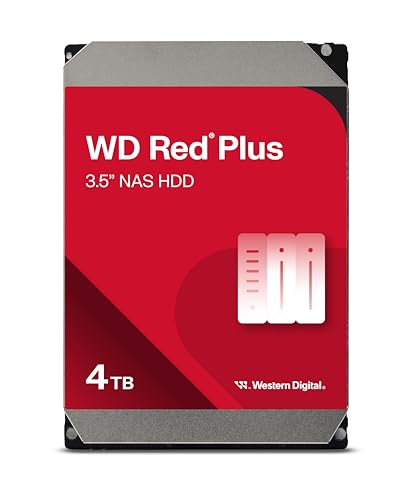 WD Red Plus 4 TB 3,5 Zoll NAS Festplatte, 5400 U/Min, SATA 6 Gb/s, CMR, 256MB Cache