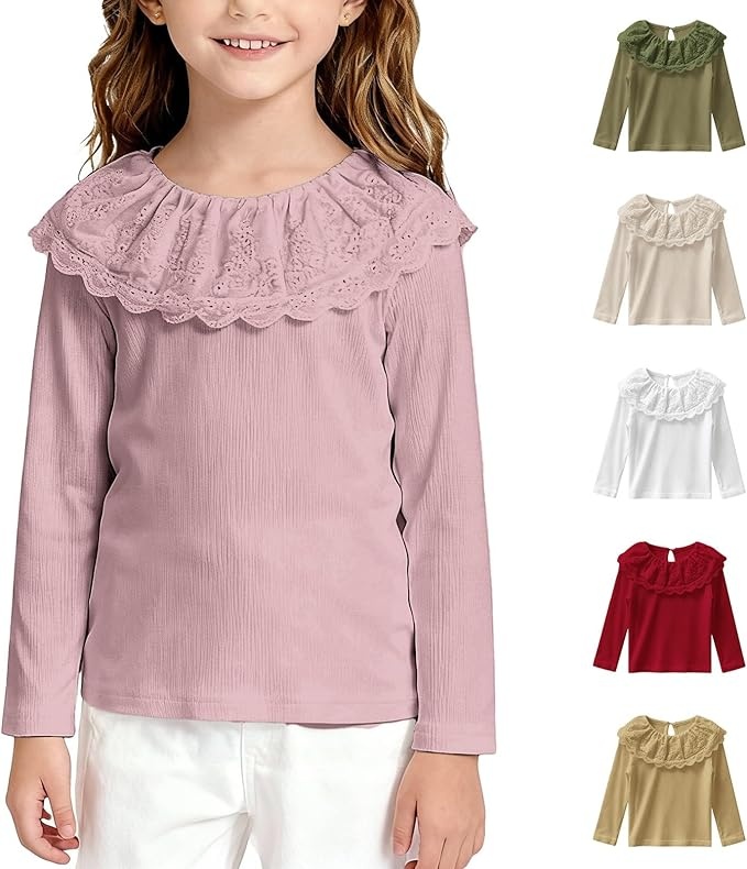 Produktbild: Mädchen Langarm T-Shirt Baumwolle Rundhals Rüschen Pink 12-18 Monate