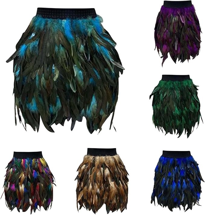 Produktbild: Pfau Kostüm Damen, Federrock Minirock, Exotisches Karnevalsbühnenteil