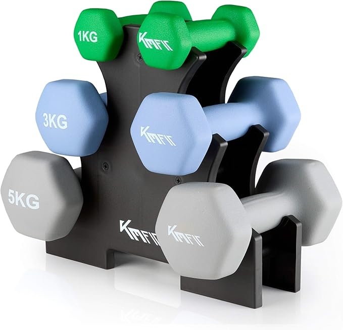 Hantelset 18 kg mit Ständer | Neopren Kurzhanteln 15 kg | Gusseisen, ergonomisch