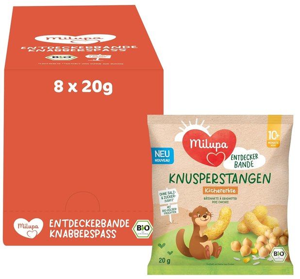 Milupa Entdeckerbande Knusperstangen Kichererbse 8x 20g ab 5